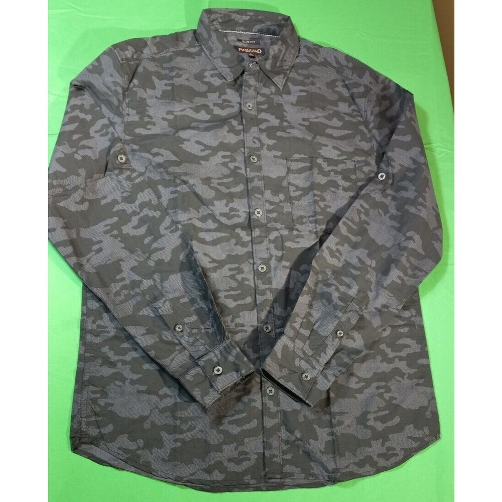 Buffalo Mens Grey Camouflage Slim Fit Long Sleeve Button Down Shirt Size M